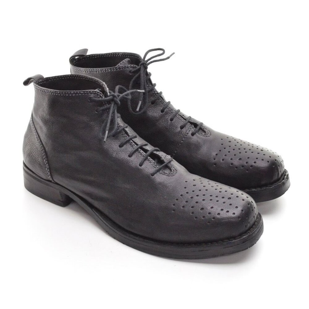 Men Pawelk's Black Brogue Perforated Lace Up Boots 43